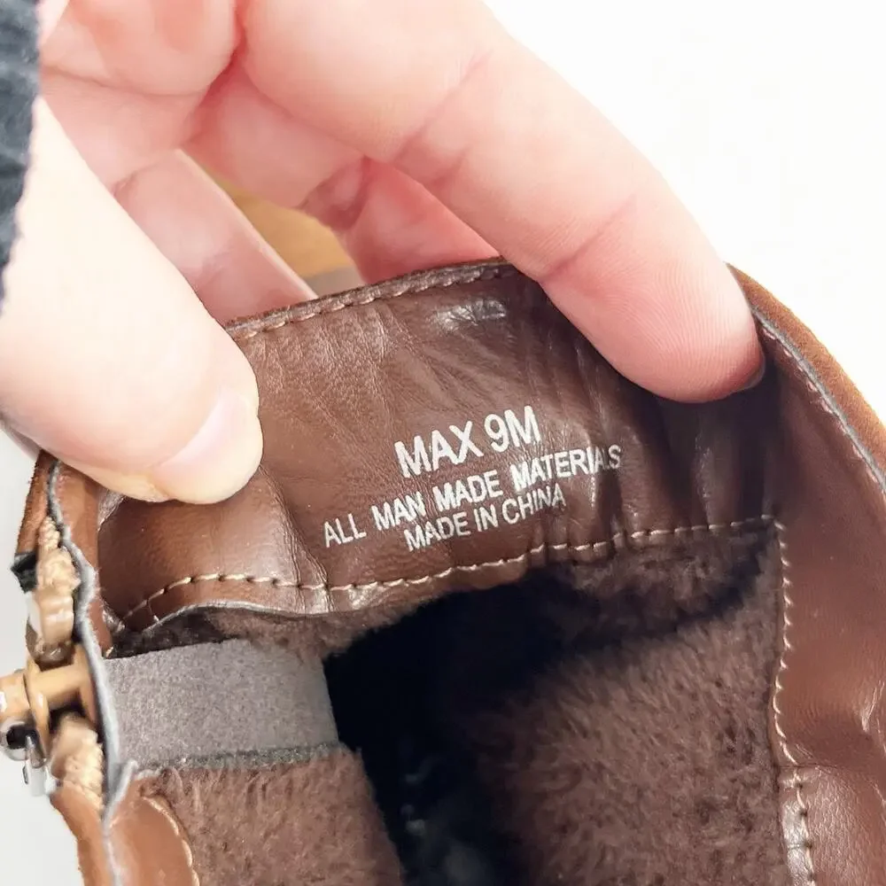 Stylish Tan Ankle Boots with Zipper and Buckle - Picture 4 of 10